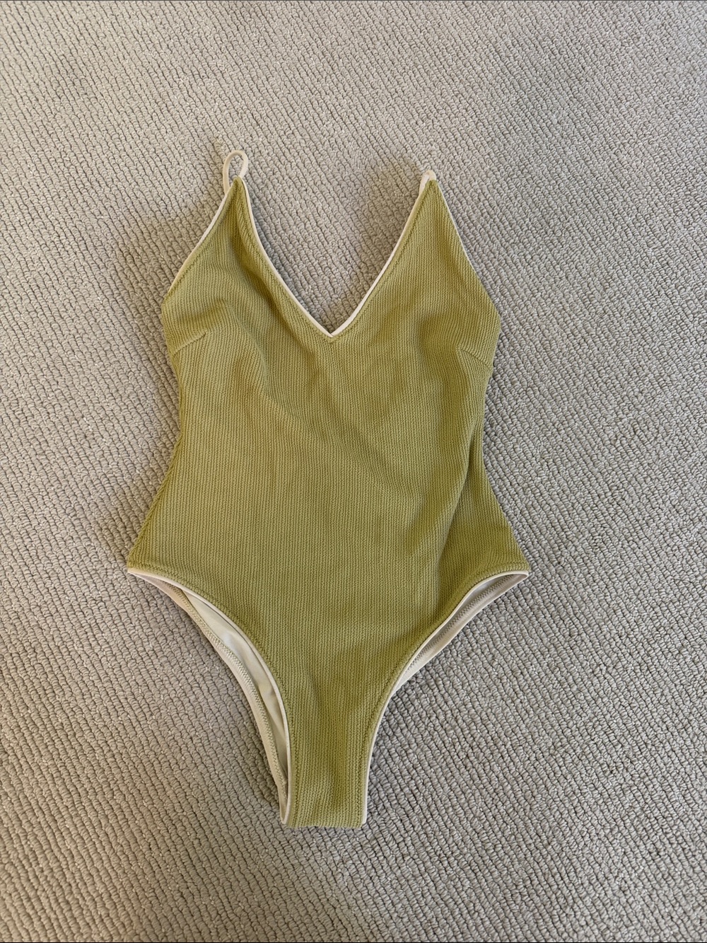 Zulu & Zephyr Olive Green Ribbed V-Neck One-Piece Swimsuit